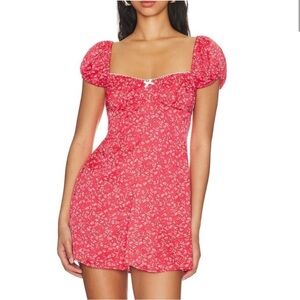 For Love & Lemons Antonia Mini Dress  Red Floral (Size XL)